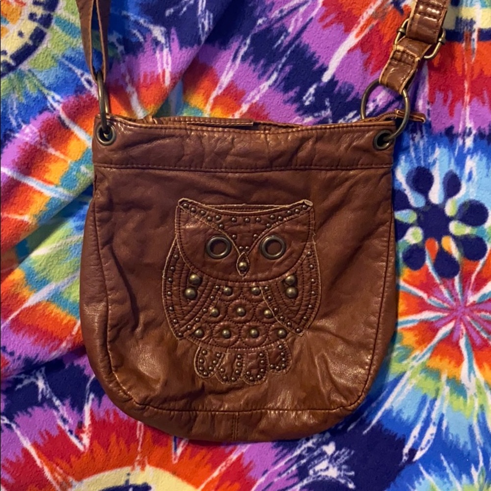 Soft Leather Beaded Owl Purse